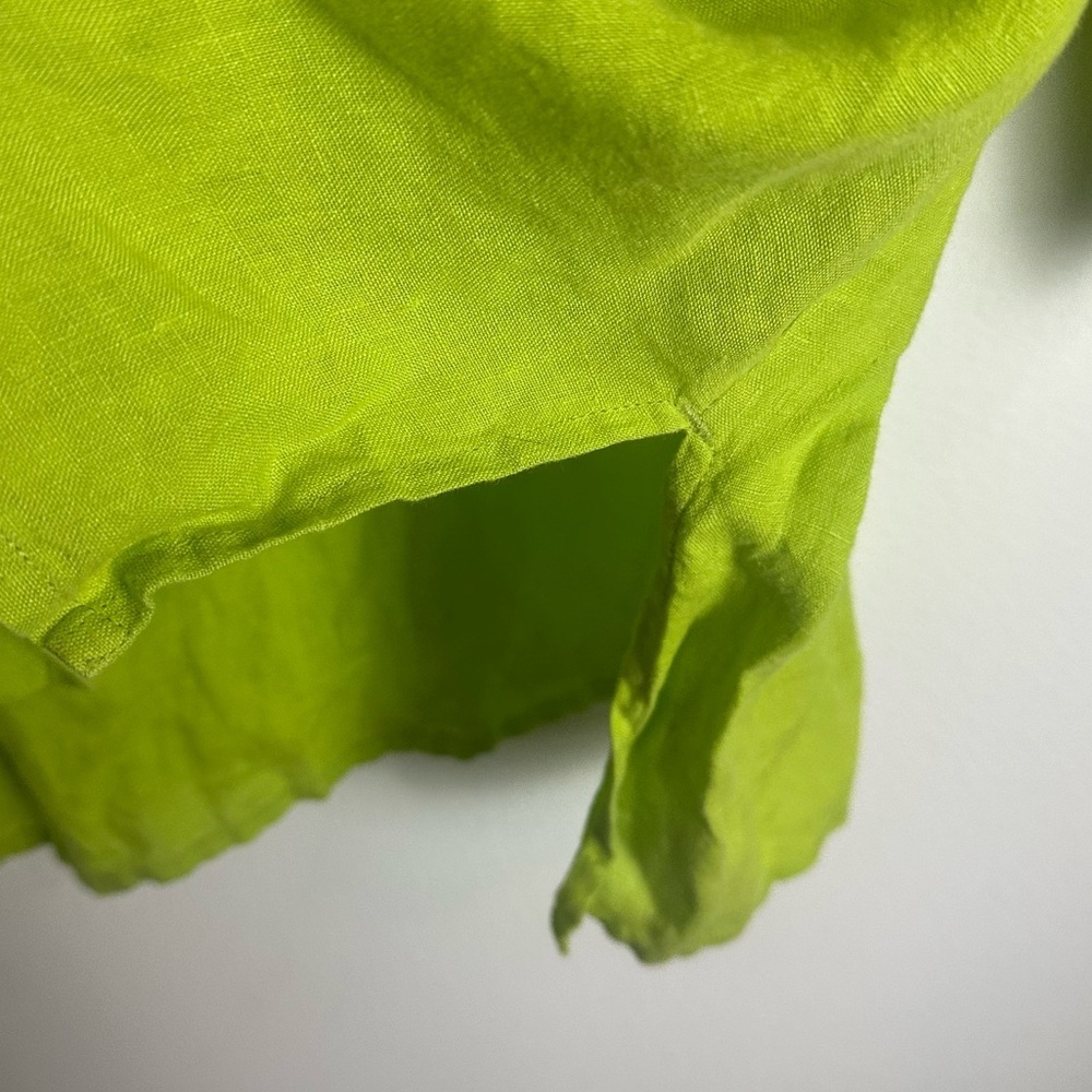 Gudrun Sjoden Lime Green Linen Tunic Top - Picture 3 of 5